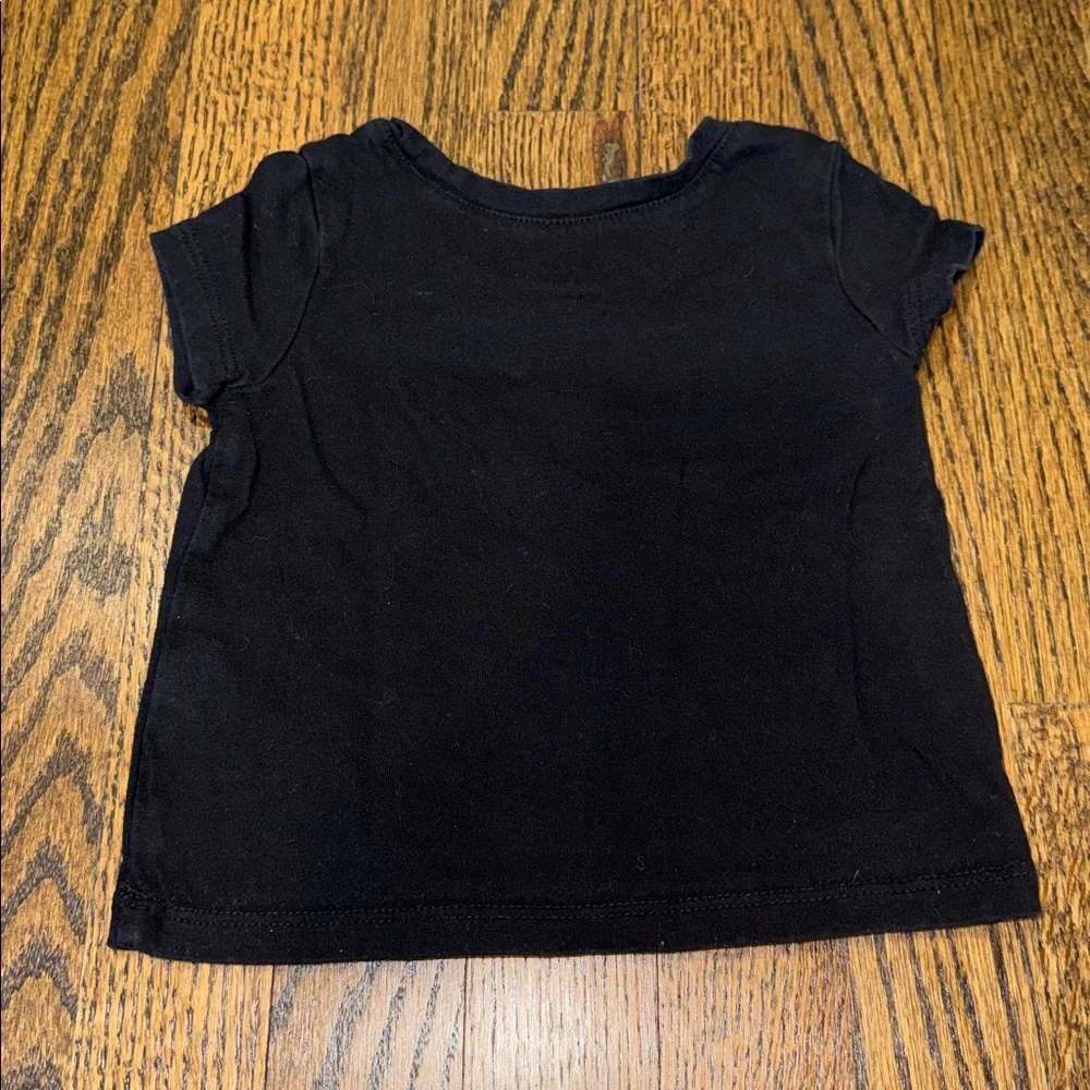 Two Solid Black and White Short Sleeve Tee Shirts 12-18 Months